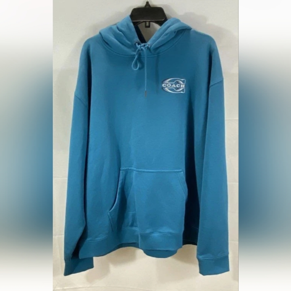 New COACH Gradient Men's Signature Hoodie Blue Sapphire Teal CE334 Sz XL
